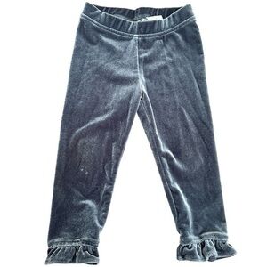 Janie and Jack Velvet Ruffle Leggings - Gray